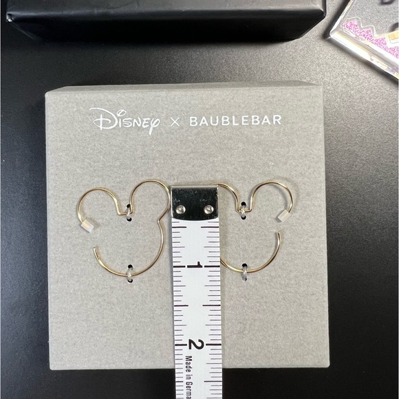 NWT BaubleBar x Disney Mickey Mouse Gold Tone Outline Hoop Earrings - Picture 4 of 4